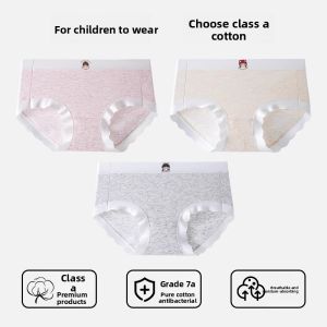 Miiow | Pure Cotton Antibacterial Childrens Underwear Girls Flat Angle Pants Middle School Students Four Corner Pants Soft Elastic Fibers