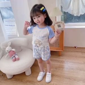 LNR Shop: Setelan Anak Laki-laki & Perempuan Kaos & Celana Pendek Bahan Adem Halus