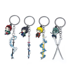 4-15pcs Anime Demon Slayer Sword Keychain Kimetsu no Yaiba Tomioka Giyuu Kochou Shinobu Cosplay Props Pendant Men Women Jewelry