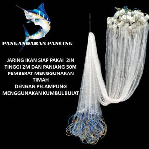 Jaring Ikan Siap Pakai Tinggi 2m Panjang 50m