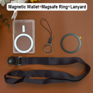 Grippopso For Magsafe Card Holder Wallet With Mobile Phone Lanyard Strap Transparent Magnetic Wallet Case Phone Accessories