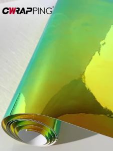 Phim Dán Vinyl Xe Hơi Óng Ánh Vàng Holographic Phụ Kiện Dán Xe Máy Màng Phủ Cầu Vồng Chống Thấm Nước Dán Thân Xe Hơi