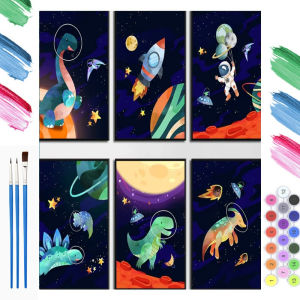 BILIBILI | DIY Oil Painting By Numbers Space Dinosaur Cartoon Pictures By Numbers Acrylic Kits For Home Decoration Gift