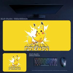 Bandai | Kích Thước Lớn Chống Trơn Trượt Miếng Lót Chuột Da Pikachu Màu Trơn Thời Trang Hoạt Hình Anime Bàn Thảm Chất Lượng Cao Chơi Game Mousepad