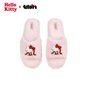 รองเท้าแตะผ้าฝ้ายปักลาย Hello Kitty สำหรับผู้หญิงในบ้าน TBH รองเท้าแตะผ้าขนแกะสุดน่ารัก สไตล์การ์ตูน ฤดูใบไม้ผลิ 2025