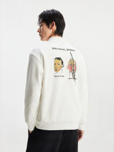 Jack Jones | Collaboration Fashion Embroidered Screen Printed Loose Round Neck Mens Sweatshirt