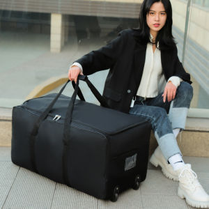 Large Capacity Travel Bag Checked Baggage Polyester Pure Color Foldable Moving Wheels Universal Wheel Suitcase Luggage Bag