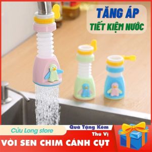 Vòi Rửa Tiết Kiệm Nước Chim Cánh Cụt tăng áp xoay 360 độ cho bồn rửa chén bát rau củ quả nhà bếp vui nhộn dễ thương