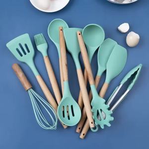 MOLORE | Nonstick Silicone Wood Handle Cookware Set 12 Pieces