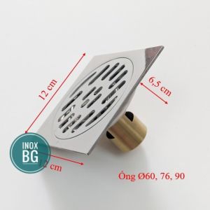 Ga thoát sàn 12 x 12cm dày 3 ly dùng cho ống 607690 chống trào nước chống côn trùng