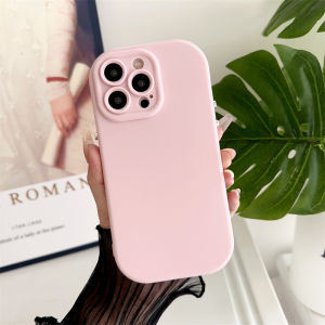 Simplified Pure Color Frosted Skin-Like Floating Button Silicone Phone Case for  13 12 11 15Plus 16 Elliptical Anti-Fall Soft Shell