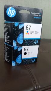 ตลับหมึกสีดำ+3 สี ราคาที่สุด แท้ HP 67 BK (3YM56AA) + 67 CO (3YM55AA) สำหรับเครื่อง 2720/21/22 2330/33 1210 6065/10/20 4120/30/32/40/52/55/58 6010/20/30/32/52/55/75