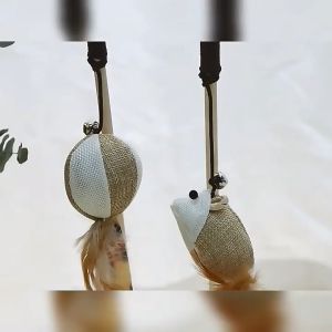 เครื่องมือสำหรับการฝึกสัตว์เลี้ยง: ไม้ตกแมว-ลูกบอลเชือกกระดาษ 40ซม ไม้สำหรับสัตว์เลี้ยง