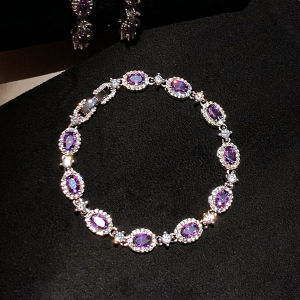 CAFFTI | Purple Full Zircon Crystal Luxury Small Group Exquisite Layerable Bracelet