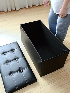 ตั่งเก็บของหุ้มหนังแท้ สำหรับโซฟา พับได้ ใช้เป็นม้านั่งเปลี่ยนรองเท้า - กล่องเฟอร์นิเจอร์อเนกประสงค์