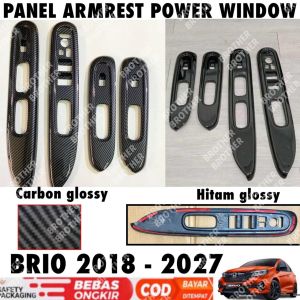 Panel Armrest Power Window Brio 2018 2023 2024 2025 2026 2027 Hitam Carbon Glossy