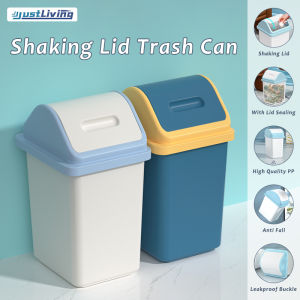 JustLiving 1PC 10L/12L Flip-Top Trash Can with Sealed Locking Lid for Home PP Waste Bin Garbage Paper Basket Household Large-capacity Trash Can - Space-Saving Odor Control