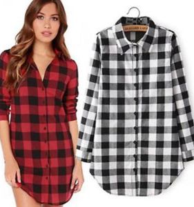 Plaid Medium Length Versatile Checked Shirt Womens Street Style Lapel Collar Long Sleeves Loose Fit Fashionable Clothing