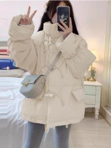 Short Puffer Jacket Womens 2025 New Korean Loose Bread Style Autumn Winter Thick Outerwear Female Model Button Detail