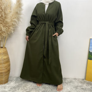 Fashion Muslim Abaya Women Trench Coat Morocco Over Coat England Retro Motorcycle Jacket Dubai Long Outerwear Eid Ramadan Abaya