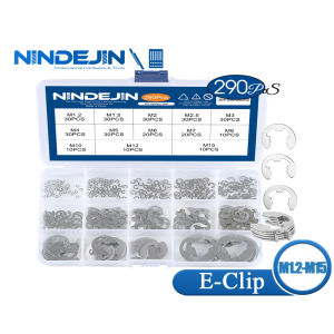 NINDEJIN E Clip Set Circlip Washer Assortment Kit Stainless Steel Carbon Steel 1.2-15mm External Retaining Clip For Shaft