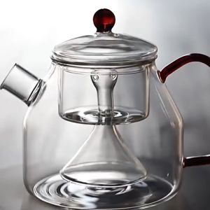 1.2L High Borosilicate Glass Steaming Teapot Household Large-capacity Teapot Gas Heating Kettle Short Mouth Boiling Teapot