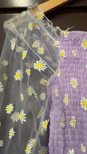 Baju Atasan Kerut Lengan Panjang Motif Bunga Cute