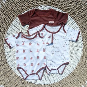 Promo 3 Jumper Bayi Baru Lahir Murah Seri Coklat Motif TerBaru 2023 Halus Lembut Jamper Jumsuit Bayi Newborn 0-6 Bulan Laki Laki Perempuan Pou Baby