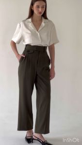 AIMMIES LUXE กางเกงขายาว สี Olive - กางเกงขายาว สี Olive