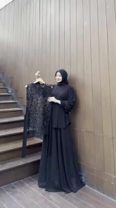 SENJA DRESS SET GAMIS & OUTER BUSUI DRESS KONDANGAN GAMIS BRUKAT TERBARU GAUN KONDANGAN MUSLIMAH
