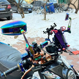 Kiếng chiếu hậu xe máy aos3 gương bên thanh cuối đầy màu sắc gương 8mm 10mm cho Honda cb650r cb500f Hornet 600 cb1300 cho Yamaha MT-09 cho Suzuki cho BMW