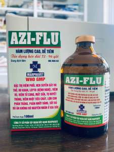 Azi-Flu 20100ml Xử lý viêm phổi hen suyễn gây ho thở ho khan Lepto tụ huyết trùng viêm ruột tiêu chảy bỏ ăn không rõ nguyên nhân ở gia súc