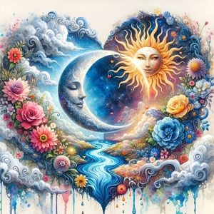 HUACAN Cross Stitch Kit Heart Moon Sun Landscape Novelties Embroidery Sets Rose Flower Needlework 11CT Printed Canvas