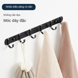 Thanh Treo Đồ 3/6 Móc Bằng Nhôm Hàng Không Treo Tường Phòng Tắm Phòng Thử Đồ Không Cần Đục Lỗ