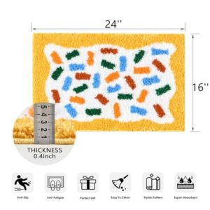 VIKAMA Non-slip Rainbow Fan Shape Bath Mat Soft Absorbent Microfiber for Bathroom Shower Home Decor