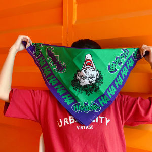 ผ้าพันคอสปอร์ตฮิปฮอปสไตล์การ์ตูนสำหรับผู้ชายและผู้หญิง แฟชั่นสตรีทสไตล์เรียบง่ายอเนกประสงค์สำหรับผู้หญิง