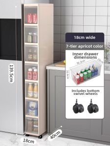 Narrow Gap Storage Cabinet Plastic Multilayer With Wheels