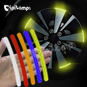 5/10/20Pcs Car Wheel Hub Reflective Sticker Car Motorcycle Wheel Reflective Warning Decals Stripe Tape Decorative Stickers Car Decal Auto Exterior Accessories