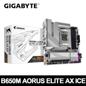 GIGABYTE | GIGABYTE New B650M AORUS ELITE AX ICE Micro-ATX AMD B650 DDR5 192GB DDR5 8000 (OC) MHz M.2 Wi-Fi 6E Socket AM5 Motherboard