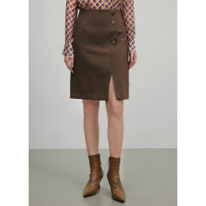 Elegant High Waist Asymmetrical Slit Mini Skirt by Ylle Elly Spring 2025 Fashion Trendy Bodycon Skirt Polyester Viscose Spandex