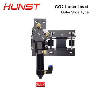 Hunst CO2 Outer Rail Laser Head for Dia.20mm FL 50.8/63.5/101.6mm Lens D25mm Mirror Outer Slider Type with Air Assist Nozzle