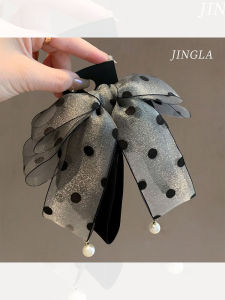 Kẹp Tóc Bướm Họa Tiết Chấm Bi Cổ Điển Dành Cho Nữ 2025 Kẹp Tóc Đuôi Ngựa Cao Cấp Mới Kẹp Tóc Đuôi Cá Phía Sau Đầu Phụ Kiện Tóc