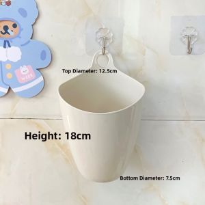 Mini Wall-Mounted Trash Can Pull-Out Storage Bin Small Size Desktop Pen Holder Waste Bin round Cylinder Shape Plastic Material