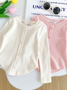 Girls Solid Color T-Shirt Shirt for Toddlers Korean Style