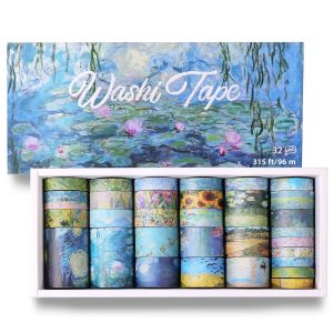 Bộ 32 Cuộn Băng Dính Washi Có Màu Sắc Họa Tiết Van Gogh Băng Dính Trang Trí Để Ghi Nhật Ký Băng Dính Nghệ Sĩ Cổ Điển