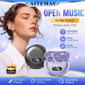 Aitemay B50 Open Ear Clip Earbuds Bluetooth 6.0 Wireless Noise Cancelling Headphone with Mic LED Display – Comfort Fit for Xiaomi Huawei Android