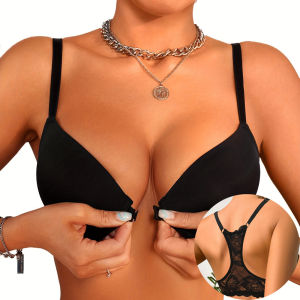 Womens Floral Lace Front Closure Beautiful Back Lingerie Push up Underwire Smooth Lingerie