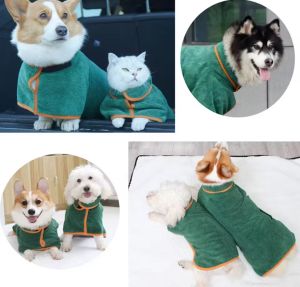 Hateli Dog Áo Choàng Tắm siêu thấm & nhanh khô Quần Áo mèo cưng Puppy khăn tắm Mềm Mại Ấm Áp Nhanh Chóng Làm Khô Áo Có Thể Điều Chỉnh Ngực quần áo cho chó thiết bị chải lông Dày Siêu sợi mịn Cho chó lớn và trung bình Nhỏ