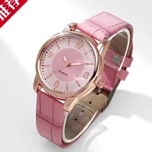SEA JJT Elegant Womens Quartz Watch with Leather Strap and Dual-Tone Dial Design