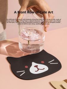 YOGEHOME | Cute Cat Design Heat-Resistant Non-Slip Tea Cup Mat